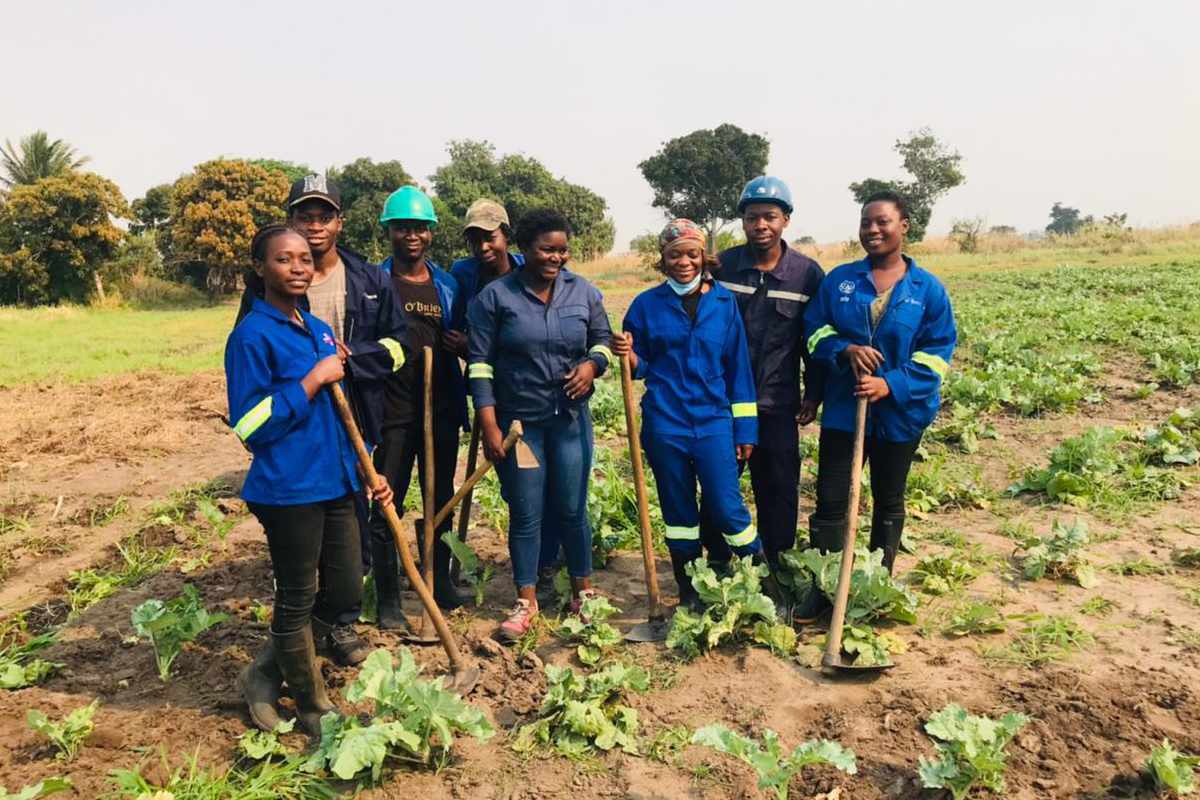 Farm interns learning and training on the farm through a partnership with the local agricultural department