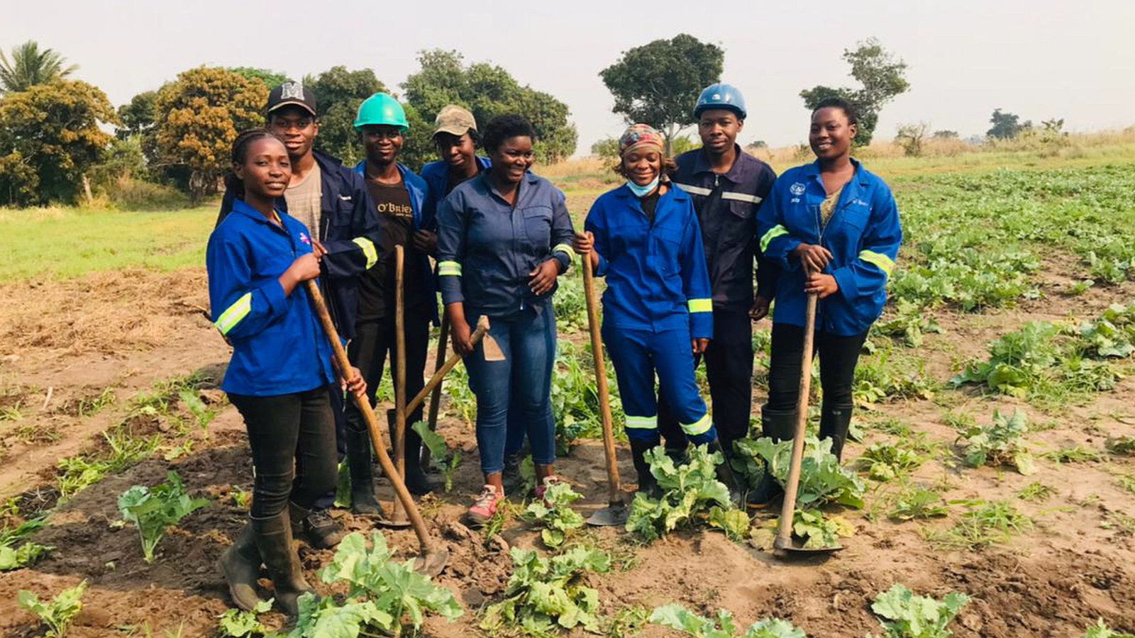 Agriculture interns learning and working together on the ministry's farm in Mozambique