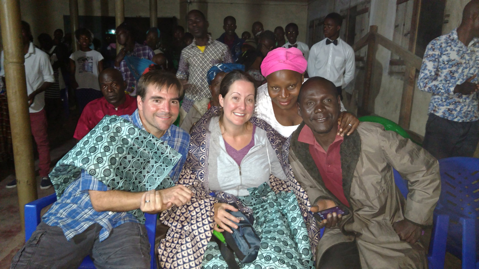 Jason and Susan Collmorgen with Mozambican family and friends in the early days