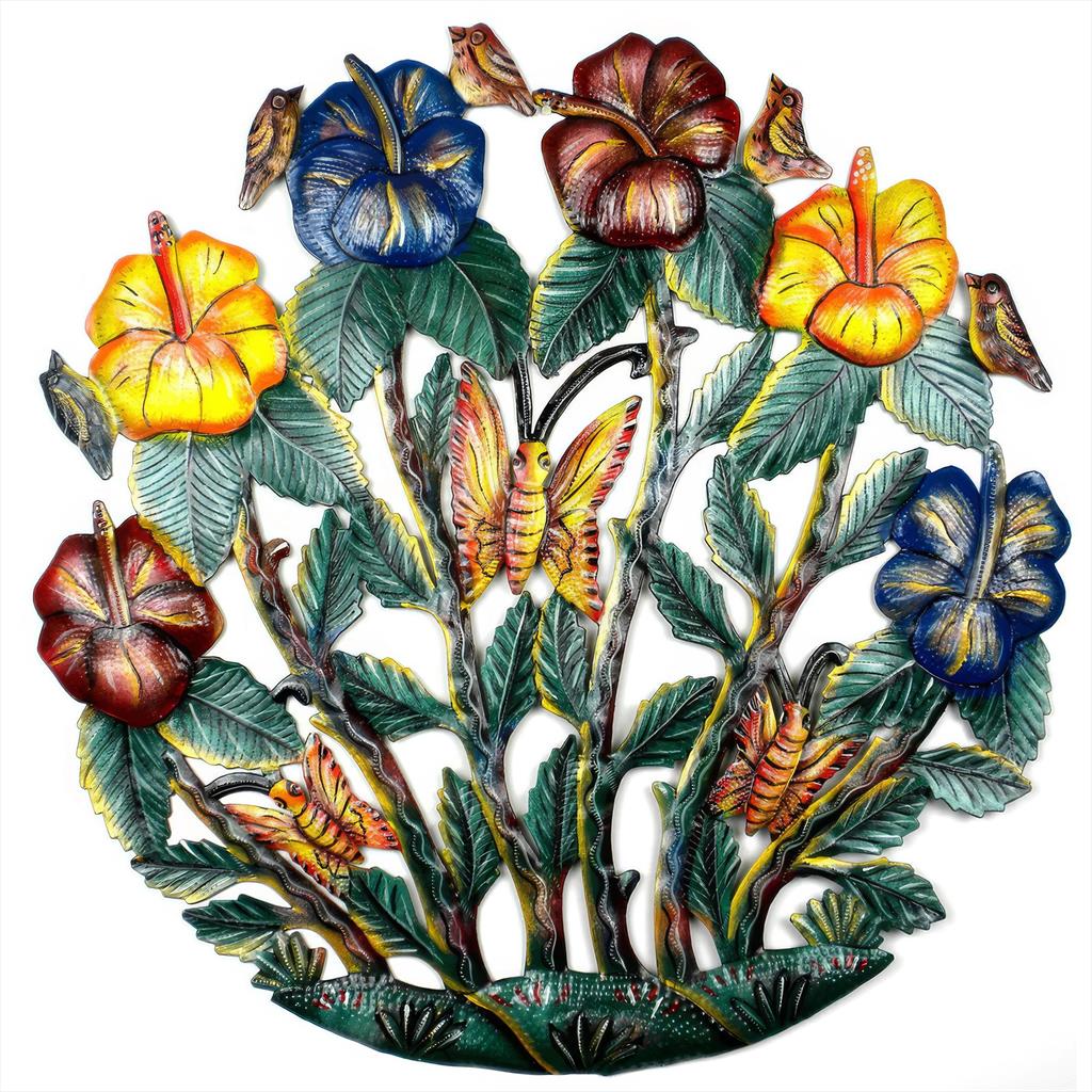 Painted Flower Garden Metal Wall Art