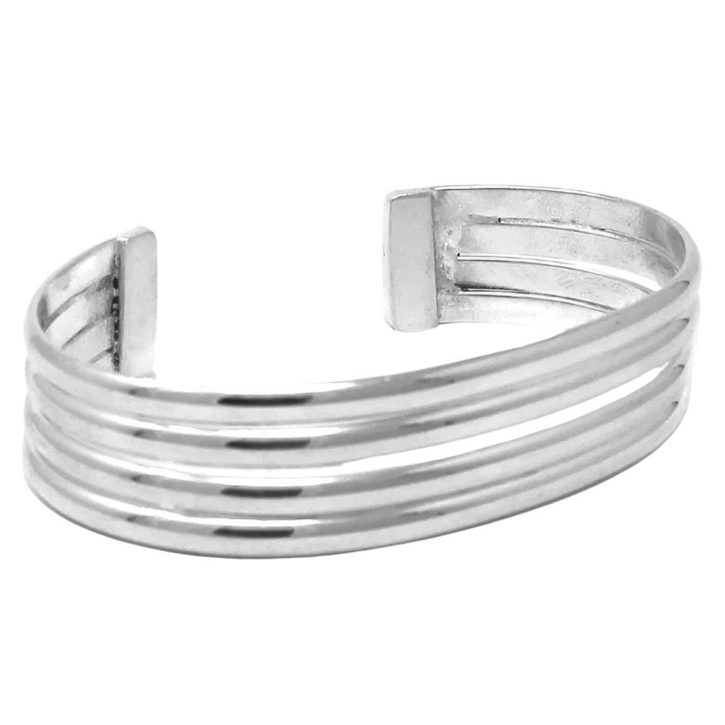 Alpaca Silver Overlay Cuff Bracelet - Four Bar Design