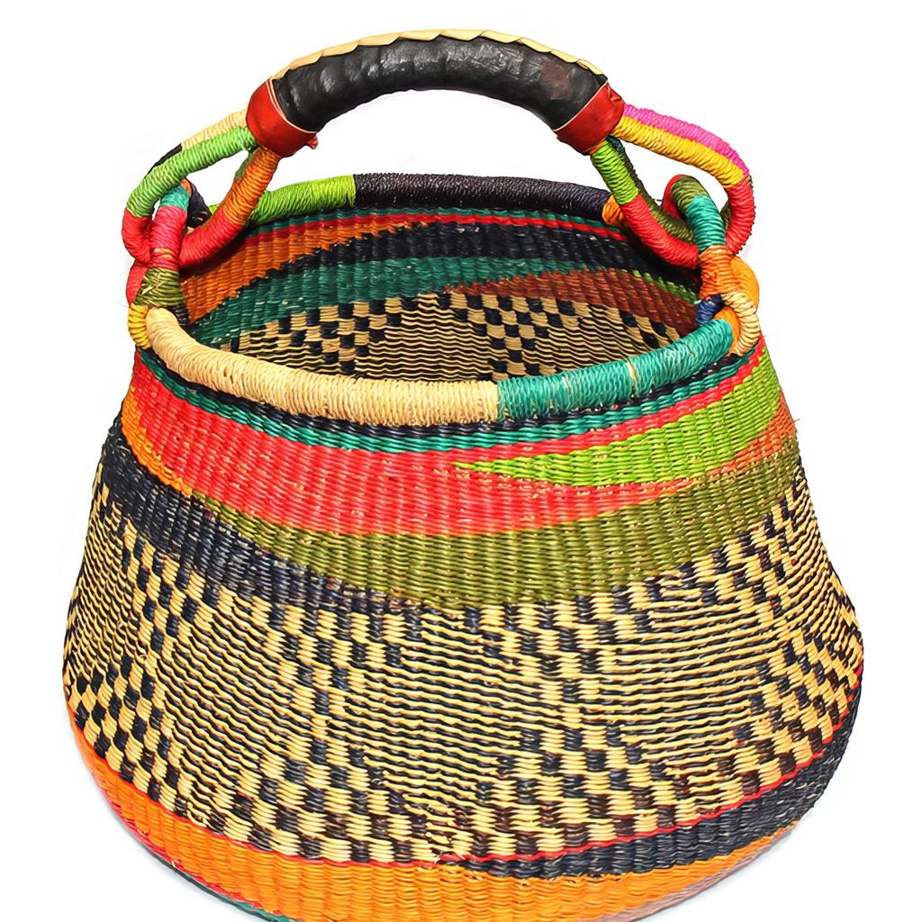 Bolga Pot Design Market Basket in Mixed Colors