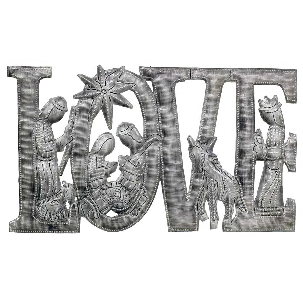 Love Metal Art With Nativity Scene